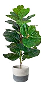 Artificial Fiddle Leaf Fig Tree/Faux Ficus Lyrata for Home Office Decoration, Ships in Silvery Gray Planter