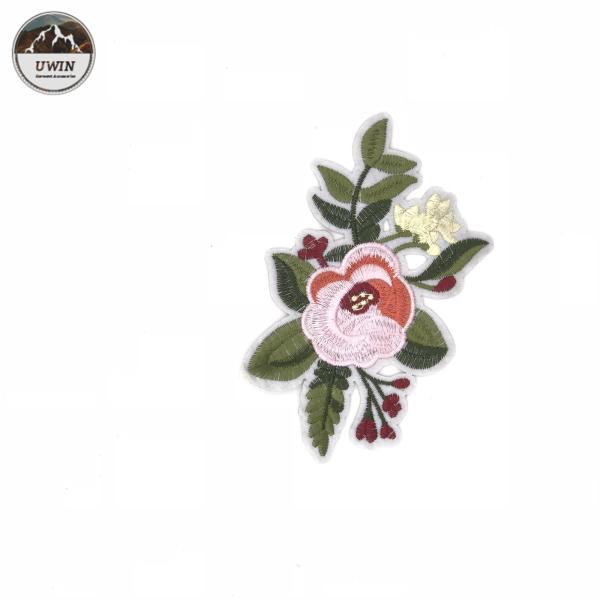 DIY Peony Flower Iron On Embroidered Patches / Custom Iron On Appliques 9 * 15CM Size
