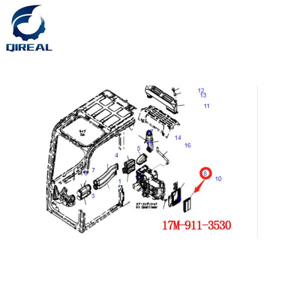 Filtro de ar 17M-911-3530 da cabine de Spare Part PC200-7 6D102 da máquina escavadora