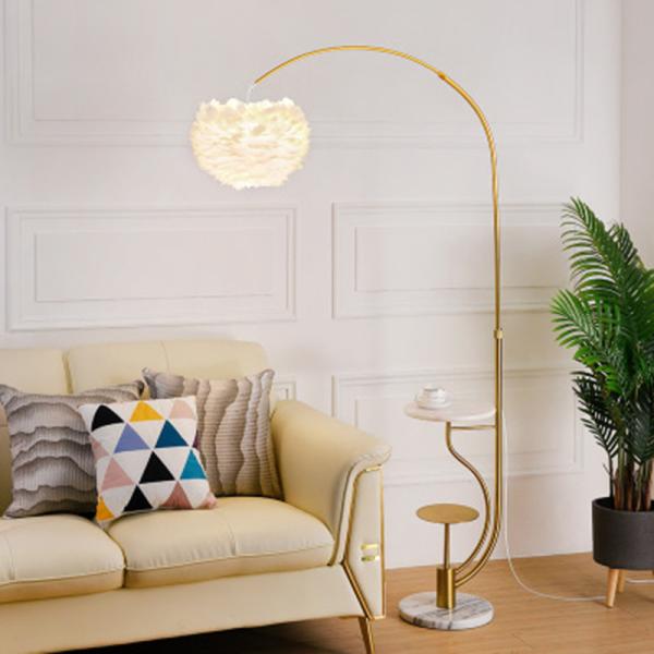 Romantic Feather Floor Lamp, Sofa Vertical Table Lamp for Living Room Bedroom Bedside Lamp(WH-MFL-87)