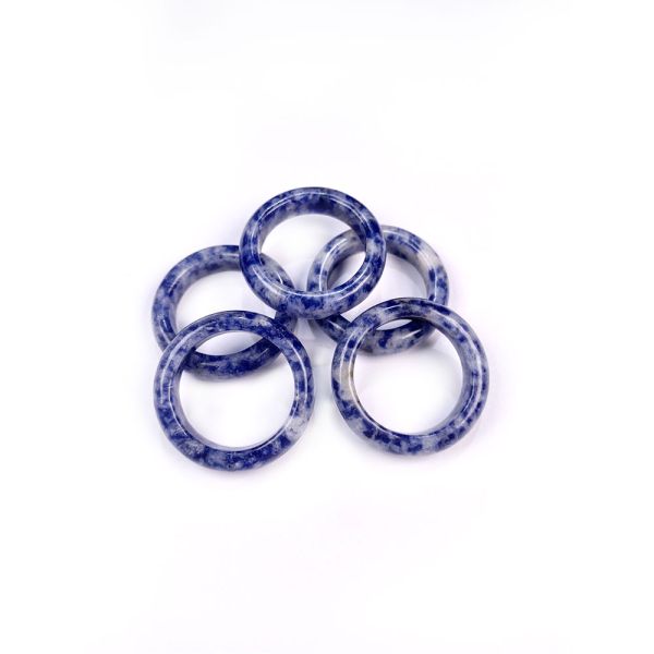 Unique Feng Shui Natural Stone Rings Polished Turquoise Tiger Eye Sodalite Blue Sand Great for Woman's Jewelry Collection