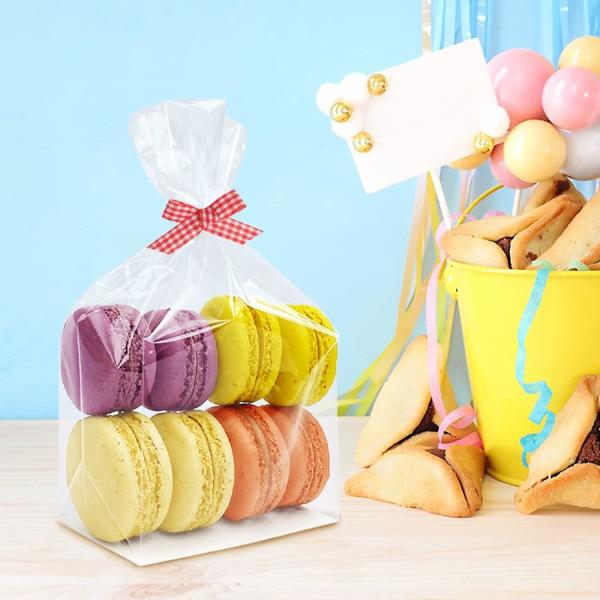 Flat Bottom Cellophane Bags, 3x2x6.5 Inches Gusseted Cellophane Bags With Paper Insert, Recyclable, Sustainable