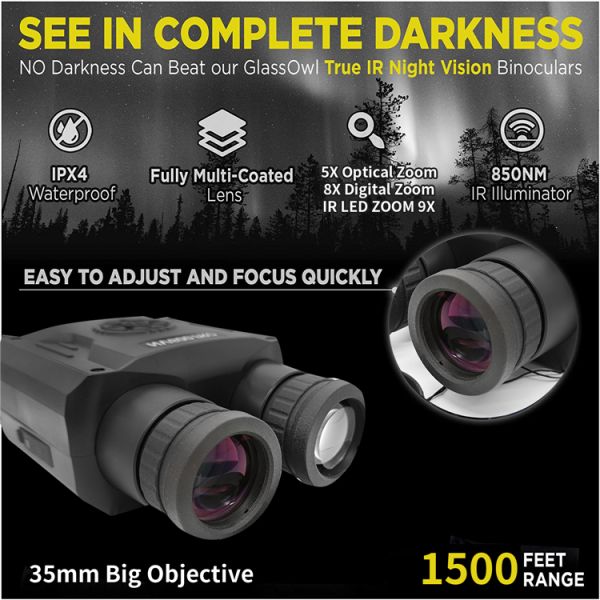 приборы ночного видения лазера 5x35 цифров для звероловства