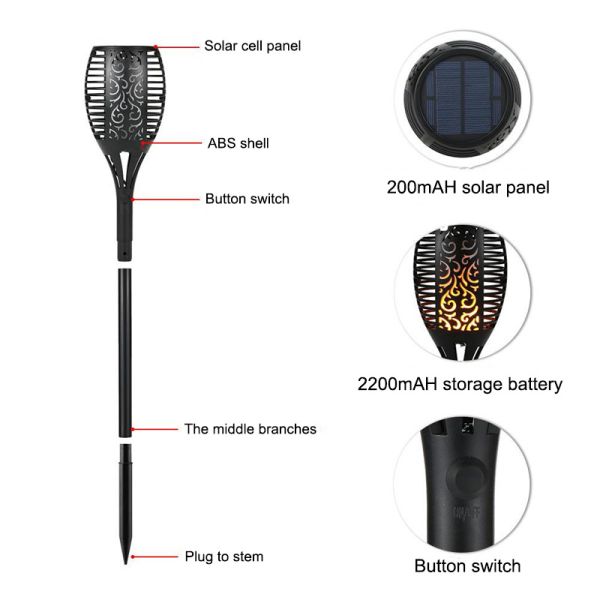 Lawn Exterior LED Landscape Lighting Waterproof Solar Powered Garden Lights