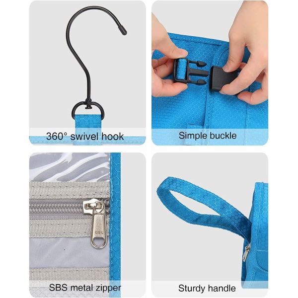 Blue Makeup Bag Waterproof Cosmetic Storage Organizer Case For Bathroom Shower