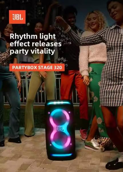 Original JBL PARTYBOX 320 haut-parleur puissant Pro Sound Futuristic Lightshow jusqu'à 18 heures de temps de jeu pour l'extérieur haut-parleur Bluetooth portable Karaoké de grande fête