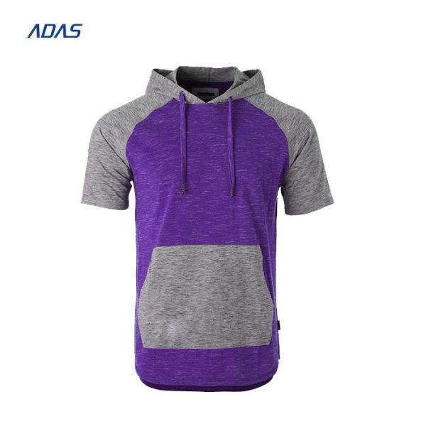 Summer Polyester Sublimation Hoodies Drawstring Pullover Sweatshirt Short Sleeves White