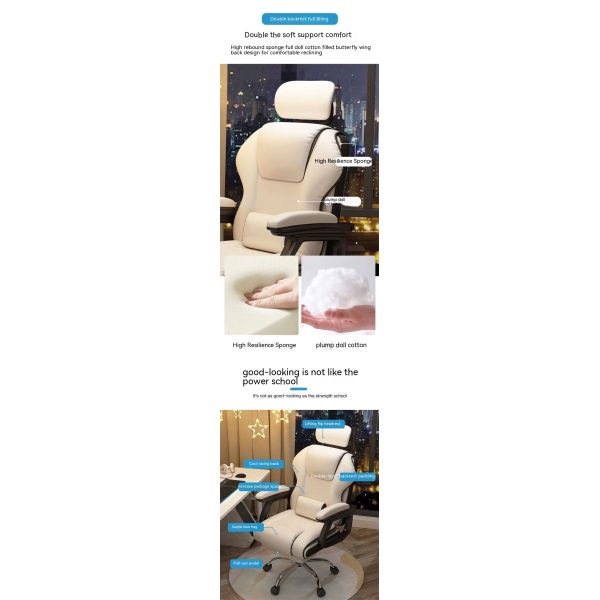 Cadeira de jogos ergonômica de couro de PU inclinável de 135 graus com apoio de pé em preto e rosa