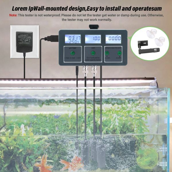 Lab Pool Water Tester Tuya WiFi 8 in 1 Digital PH/TEMP/ORP/PPM/EC/SALT/S.G/CF Testing