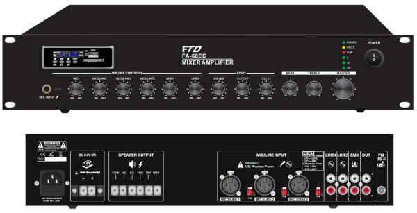 Speech PA System Amplifier 24VDC 60W Stereo Amplifier Durable