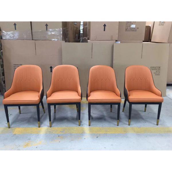 Nordic Orange Retro Dining Chairs Ergonomic Design Coffee Shop Restaurant Marble Dining Table Modern Armchairs