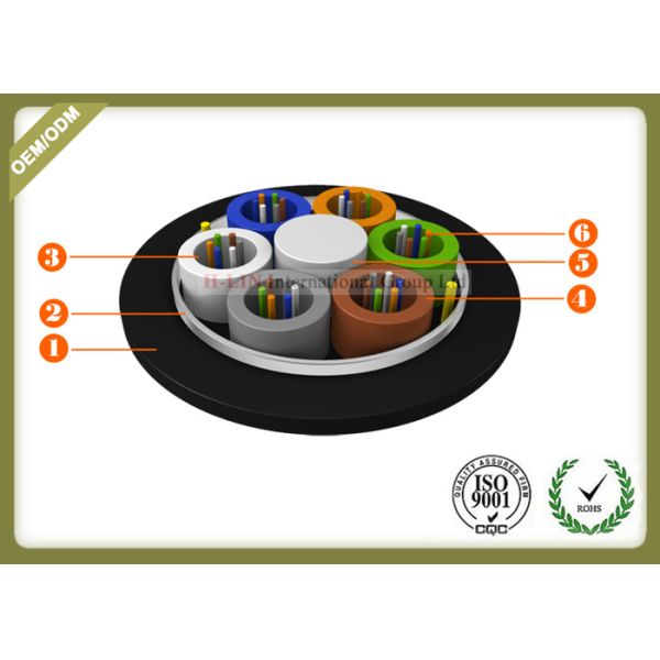 24~144 Core Fiber Optic Outdoor Cable With Armoured Metallic Strength Member