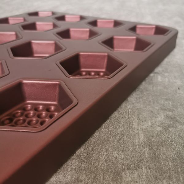 24 Cavity Hexagon Cake Baking Tray 1.0mm Aluminum Steel Cake Pan PTFE 600*400*35