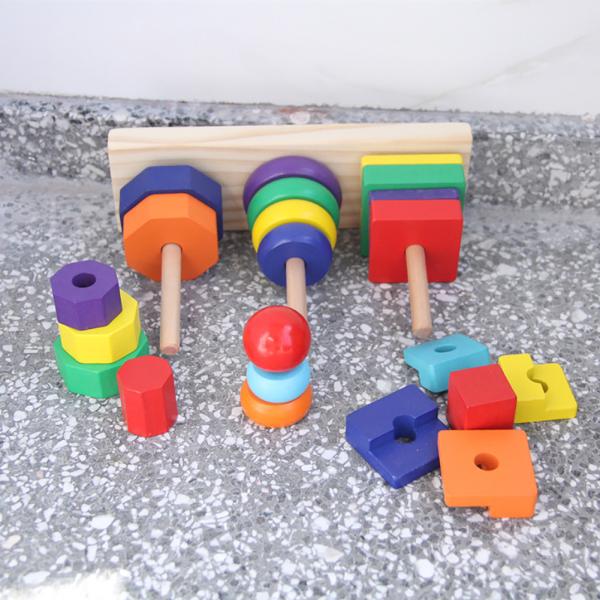 Stacker 21cm Geometric Wooden Building Blocks Toy Sorting Board