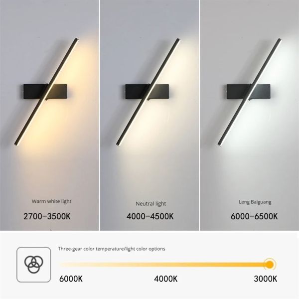 330° Rotatable LED Wall Light Minimalist black Bathroom Strip mirror front light(WH-MR-81)