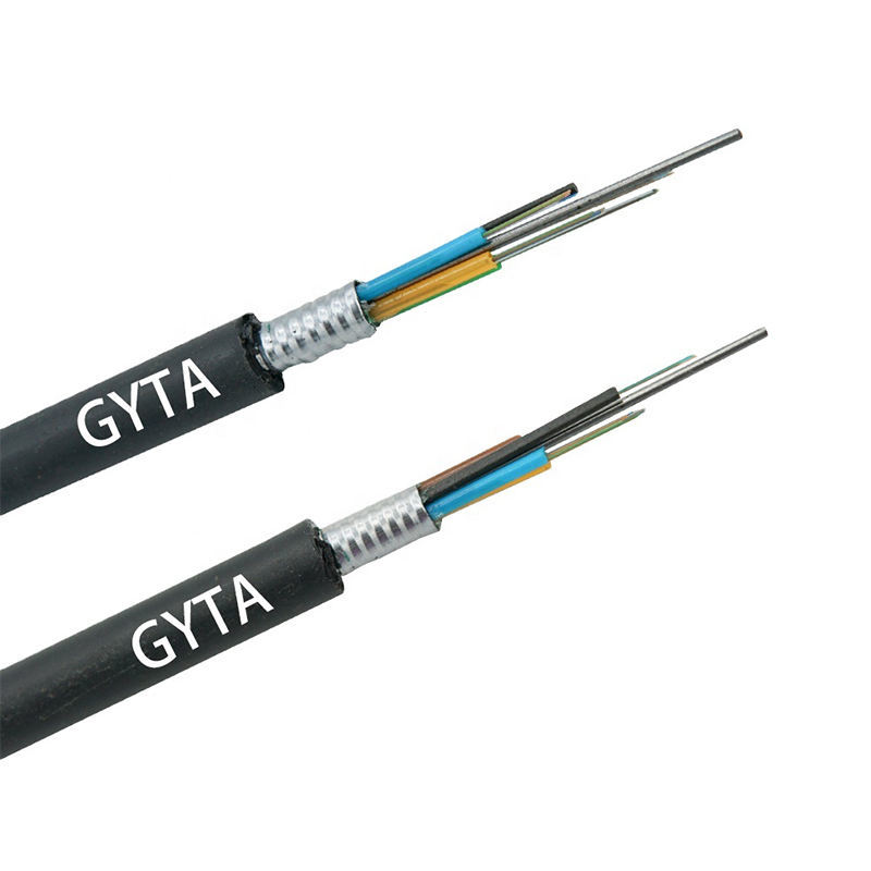 GYTA Single Mode Fiber Optic Cable G652D 4/12/24/48/96/144/288 Core Aluminum Armored Outdoor Aerial Duct Optical Communication Cable CE ISO ROHS Factory Price