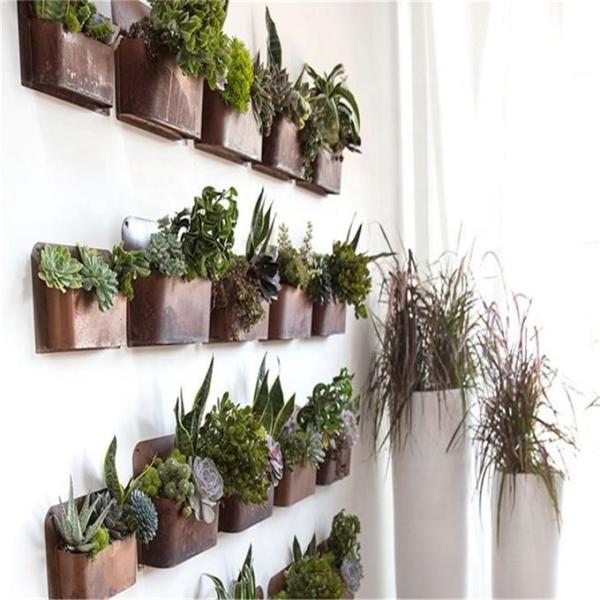 Pre Weathered Corten Steel Wall Art Rustic Wall Hanging Flower Pots
