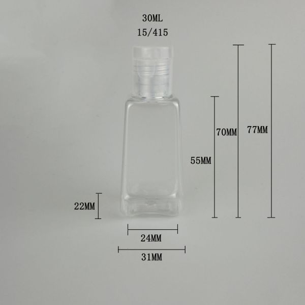 30 ml trapezoidal bottle free instant hand sanitizer gel bottle PET packing squeeze bottle cover