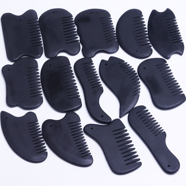 Different Shapes Obsidian Stone Guasha Comb Massager for Facial Beauty Health Care