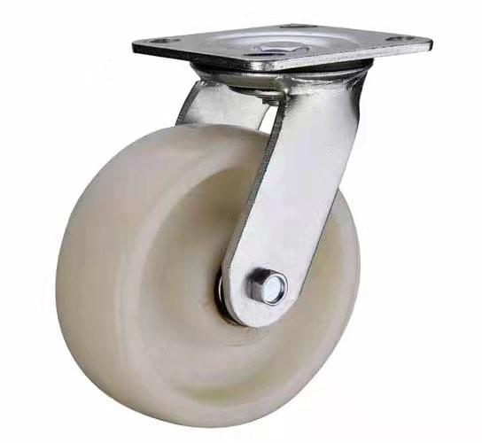 4-8 inch Swivel White PP caster zinc plated, rotating plastic wheel castor for heavy duty manufactory