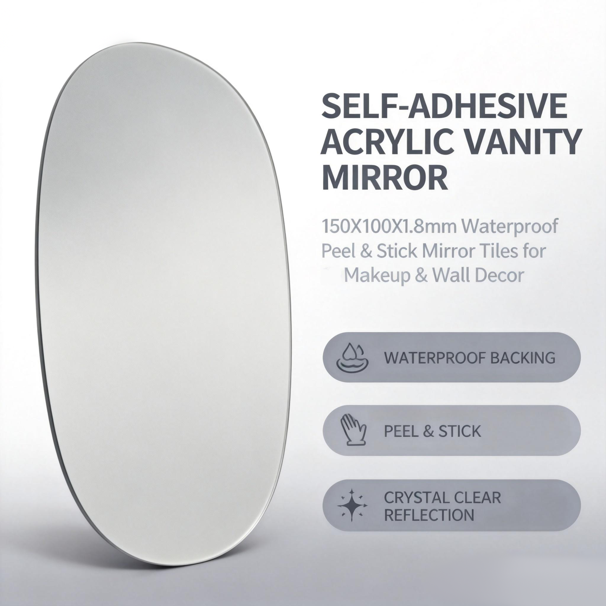 Cosmetic Self Adhesive Acrylic Mirror Waterproof Sticky Wall Acrylic Vanity Mirror