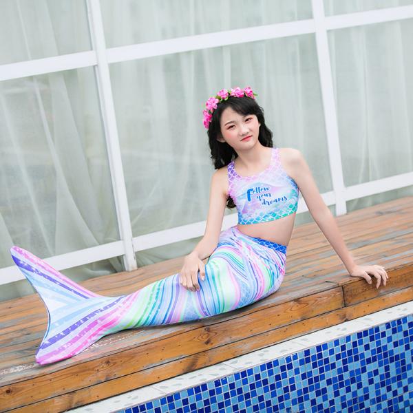 Durable Ultra - Shiny Mermaid Tail For Swimming With Monofin Swimsuit For Kids