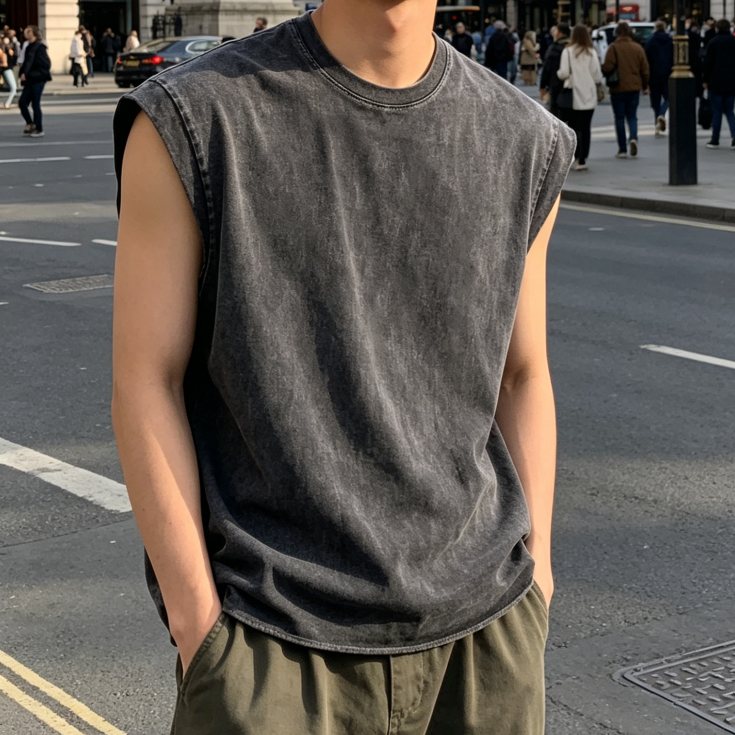 Vintage Mens Graphic Tank Top Heavyweight Custom Print Tank Top Retro Street Style