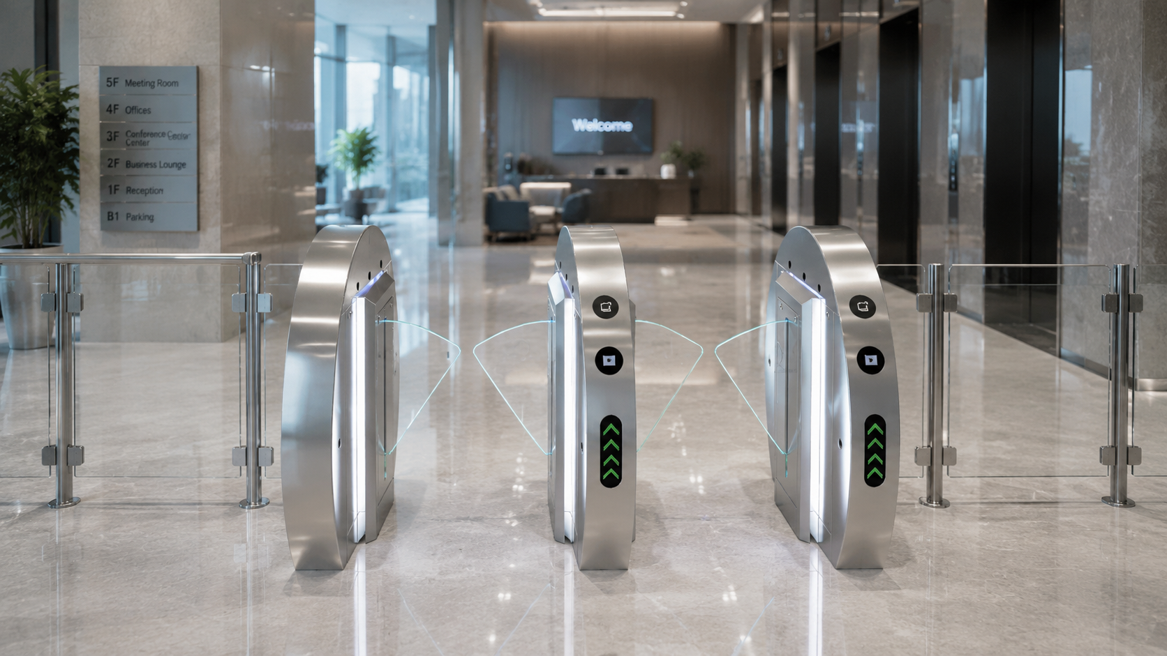 RFID Recognition Access Control Wing Barrier Turnstile Gate System for Office Building