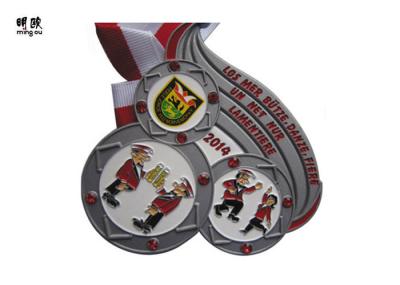 Big Size Heavy Crystal Custom Award Medals With Soft Enamel , Sandy Back Surface