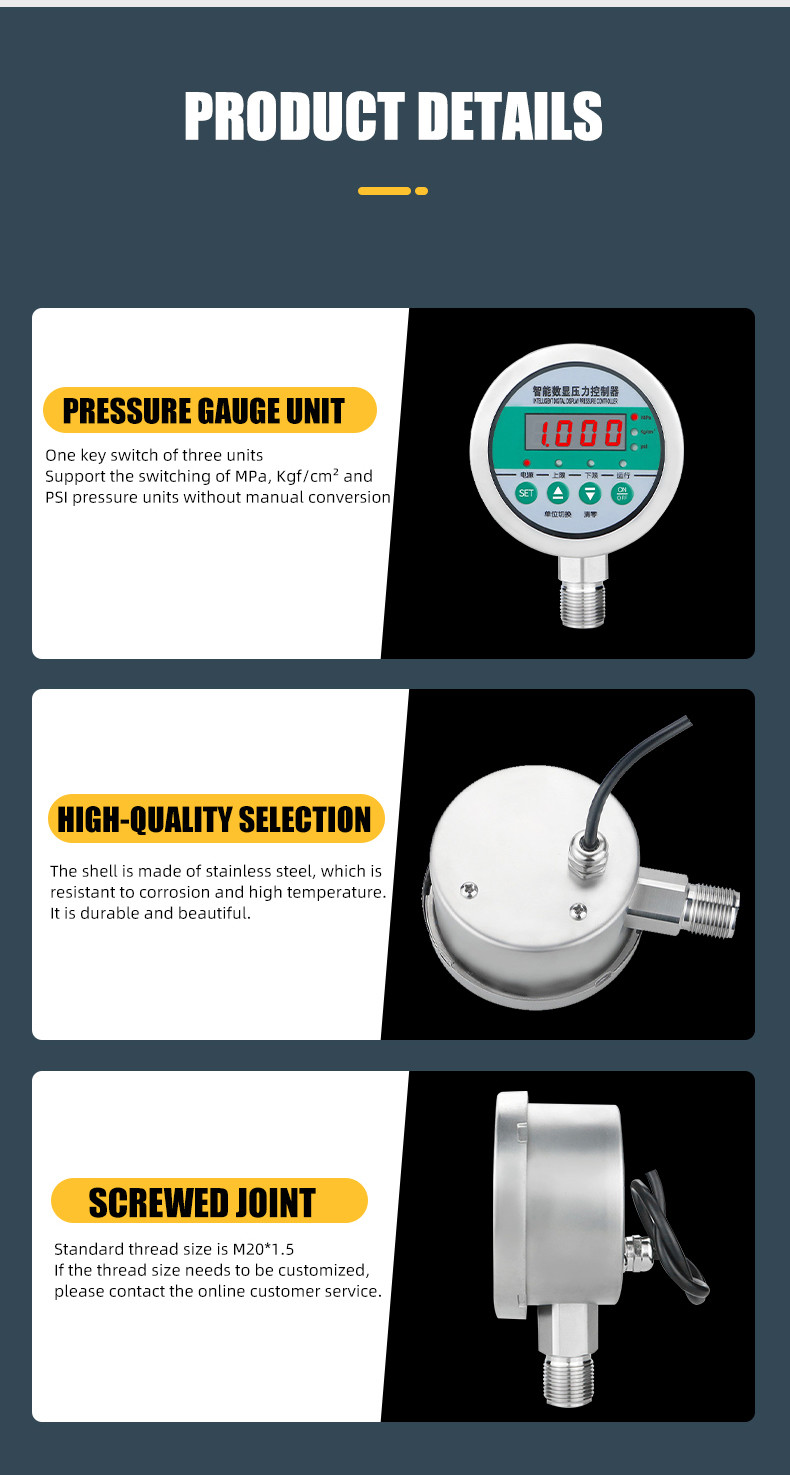 80mm Stainless Steel Intelligent Digital Switch Signal Pressure Gauge for Control Pressure