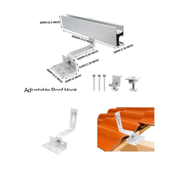 25-30 Years Service Life Custom Aluminium Roof Solar Adjustable Flat Tile Roof Hooks