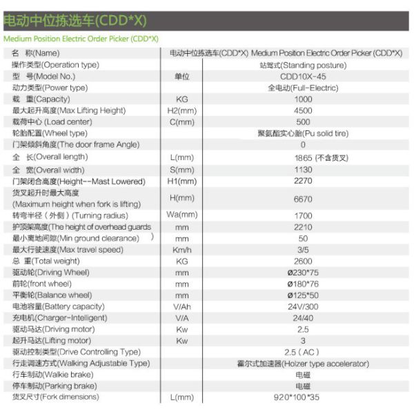 Free Battery Charger for Warehouse High Volume Order Picking Medium Level Order Picker