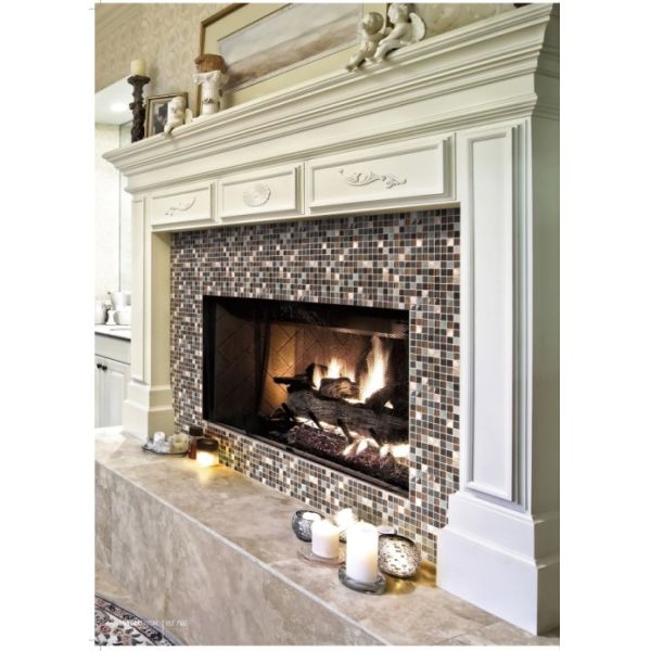 fireplace backsplash tile aluminum mix glass mosaic tile LAG74