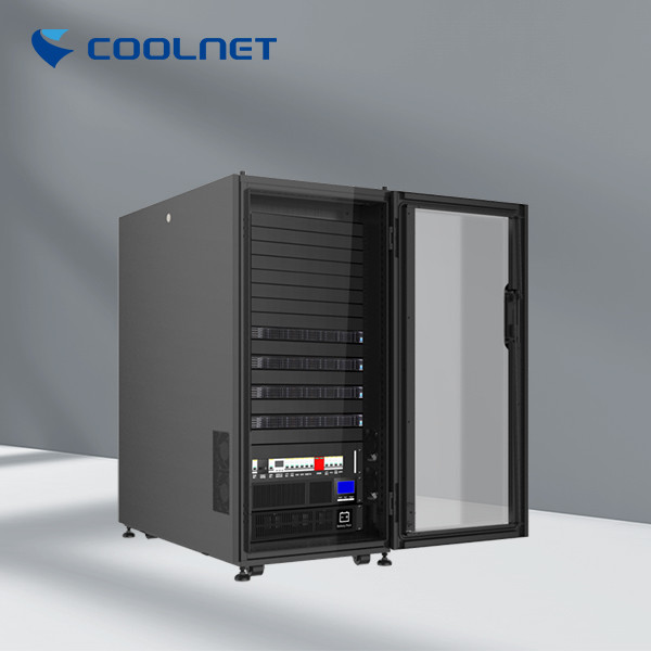 42U Cabinet Micro Data Center with DC Inverter Cooling and 10-inch Touch Screen Monitoring for Edge Computing