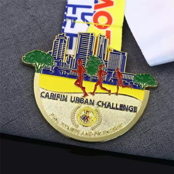 3D Gold Award UV Printed Zinc Alloy Custom Sports Medal for Marathon Running and Awards