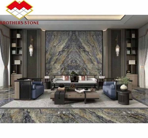 Modern Luxury Brazil Hotel Kitchen Countertop Dark Blue Sapphire Marble Stone Big Slab