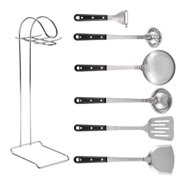7PCS Kitchen Utensils  Cooking Tool Accessories Stainless Steel Utensil Set Tools  with pOM handle