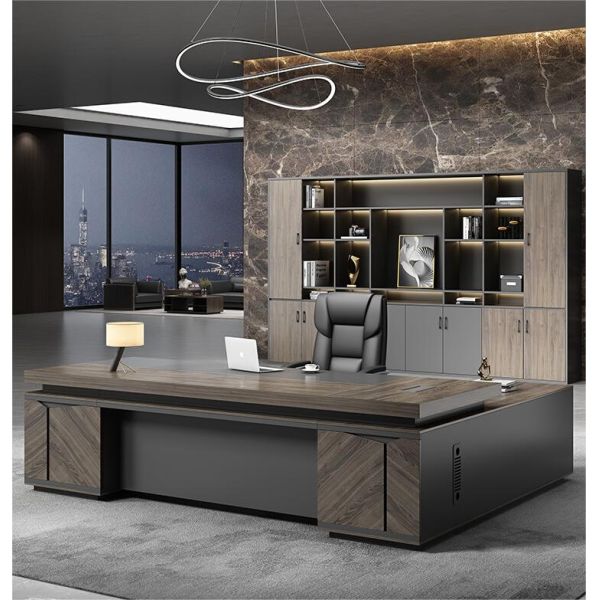 Стильная коммерческая мебель L-образный исполнительный менеджер генеральный директор офисный стол с боковым шкафчиком