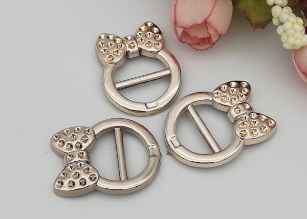 Fashion Accessories Plastic Shoe Buckles With Bow , Decorative Shoe Buckles