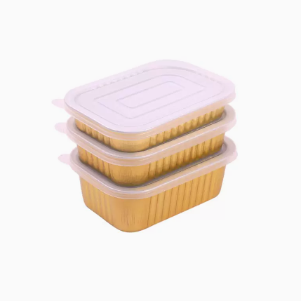 Restaurant Bakery Gold-color Baking Aluminum Foil Tray Container for Food Cooking