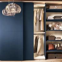 Luxo azul Dormitorio de madera personalizado Armario para caminar y armario