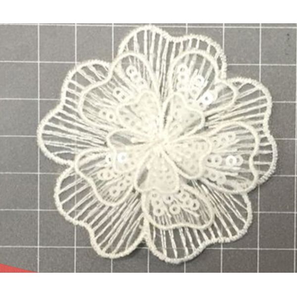 Garment Accessories Embroidery Organza Applique Flower  with Sequin
