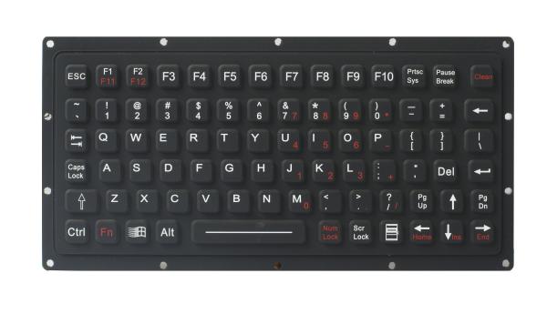 IP65 81 Keys Thin Black Silicone Rubber Keyboard  , 222.0mm X 100mm X 9.1mm Size