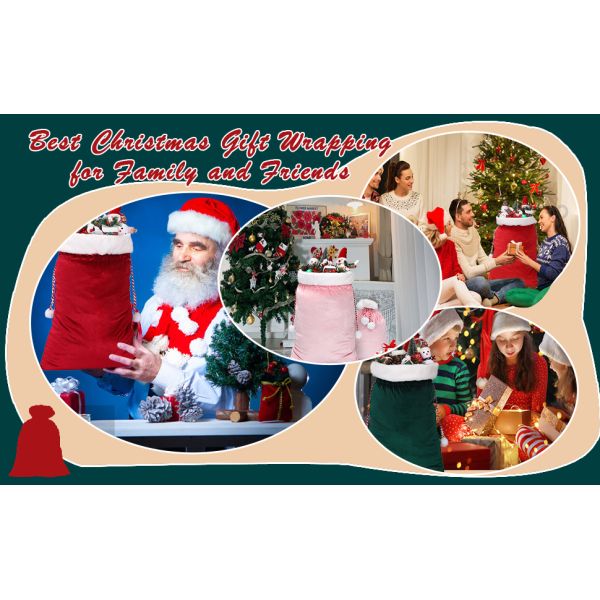 Velvet Bags With Drawstring Large Plush Santa Sack Christmas Gift Bags In 2 Size For Xmas Package Storage Bags