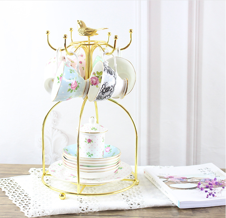 Handmade Iron Six Hooks Coffee Mug Stand Holder