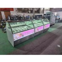 Vitrine de glace en acier inoxydable avec quantité de poêle personnalisée et porte coulissante