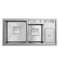 Chromium Single Bowl Square Handmade Kitchen Sink With Knife Shelf