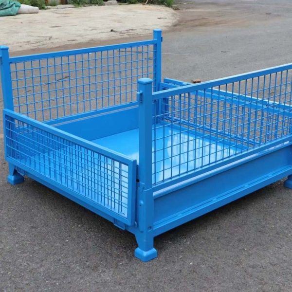 Multiple Colors Stackable Metal Pallet Box Galvanized Steel Wire Mesh Container