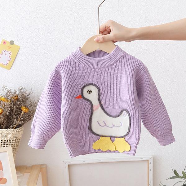 Pato longo branco unisex dos desenhos animados do pulôver da luva das camisas de esportes de S de 1M Children '