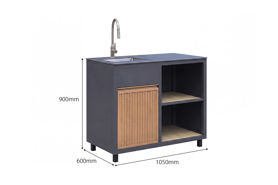 Low Maintenance Outdoor Kitchen Units With Integrated Utility Sink And Black Rock Countertop